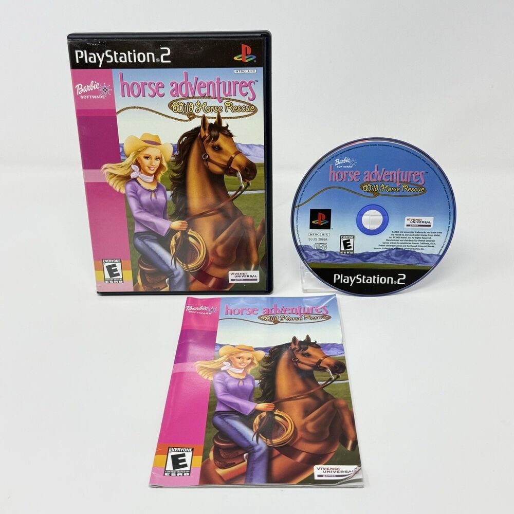 Barbie Horse Adventures Wild Horse Rescue PS2 Complete CIB Tested
